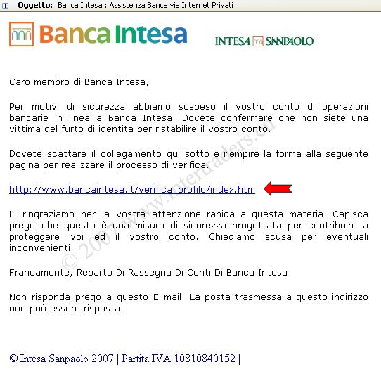 Phishing Banca Intesa 01