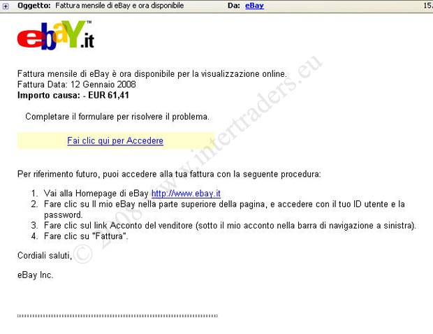 eBay phishing fattura 01